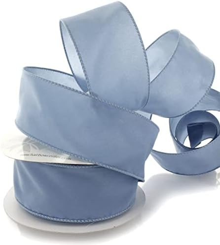 Ribbon Traditions 2.5" Wired Suede Velvet Ribbon Dusty Blue - 10 Yards | Amazon (US)