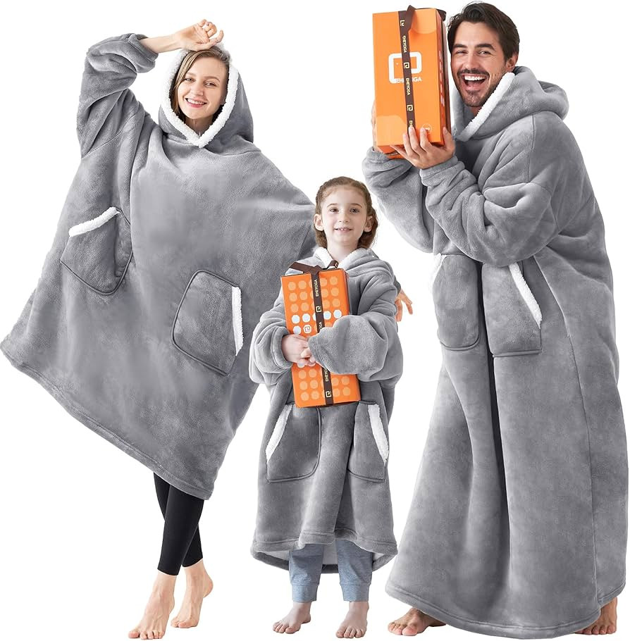 EHEYCIGA Wearable Blanket Hoodie with Pockets and Sleeves, Flannel Fleece Hooded Blanket for Wome... | Amazon (US)