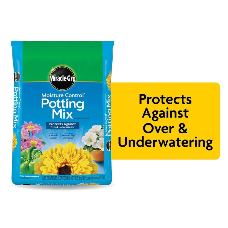 Miracle-Gro Moisture Control Potting Mix, For Container Plants, 25 qt. | Walmart (US)