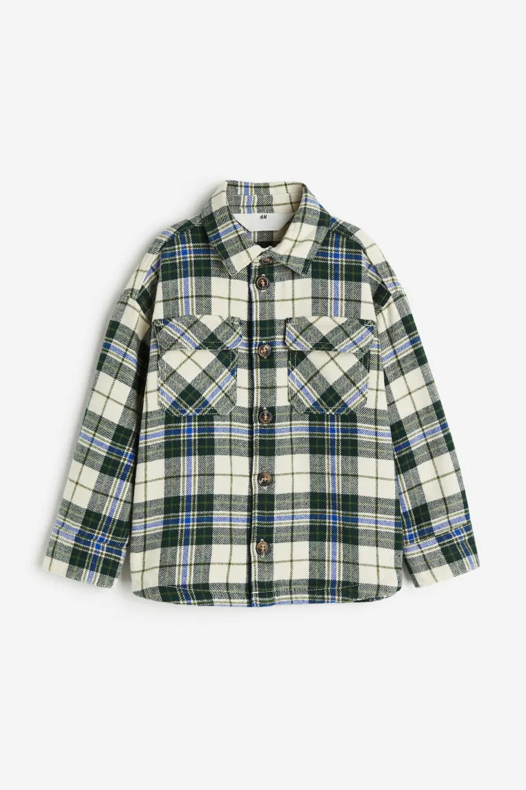 Oversized Shirt - Natural white/checked - Kids | H&M US | H&M (US + CA)