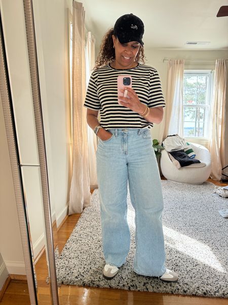 #ootd 5/9
@kule I sized up for a roomier fit 
Pants tts and petite @madewell 
Sneakers size down 1 size in women 
Hat @shopclarev 

#LTKStyleTip #LTKSaleAlert