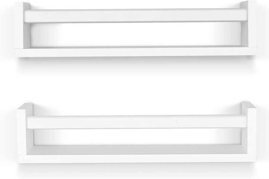 birola Floating Nursery Book Shelves for Wall Set of 2, Classic White Wall Bookshelf for Kids Roo... | Amazon (US)