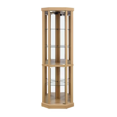 GlasFlength,Decorative Storage Cabinets, Corner Display Case, Multiple Shelves for Collectibles, Elegant Home Addition, Beige, 16.46"*16.46"*69.84" | Target
