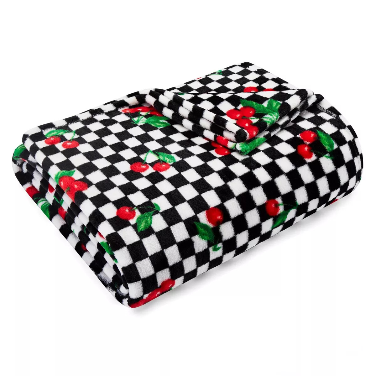 50"x70" Oversized Cherry Checker Throw Blanket Bright Red - Betseyville: Cozy Fleece, Machine Was... | Target