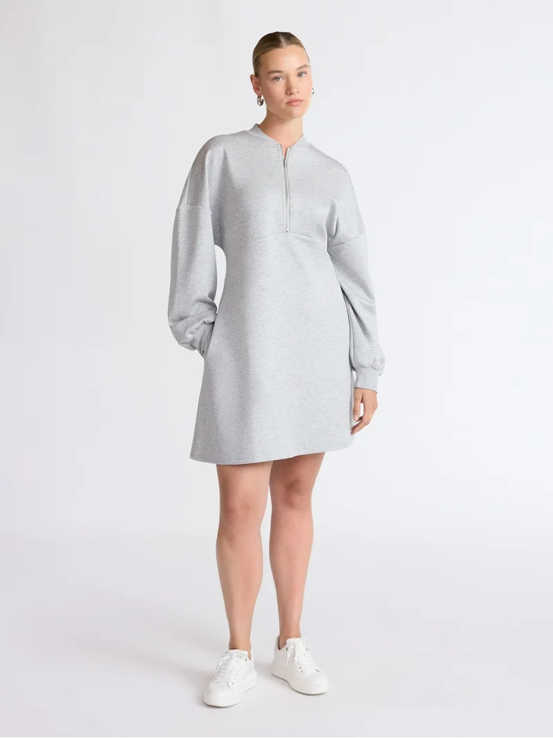 Scoop Women's and Women's Plus New Scubaknit Zip Front Mini Dress, Sizes XS-4X | Walmart (US)