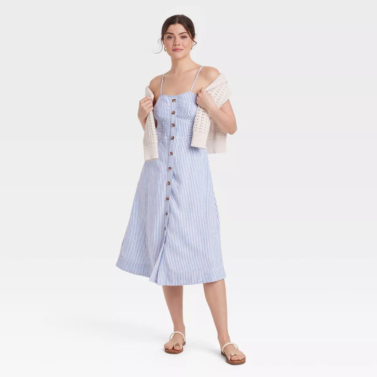 Women's Corset Linen Midi A-Line Dress - Universal Thread™ | Target