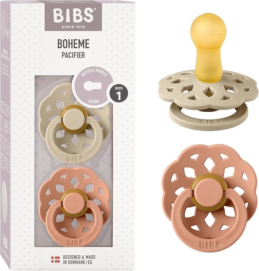 BIBS Pacifiers - Boheme Collection | BPA-Free Baby Pacifier | Made in Denmark | Set of 2 Vanilla/... | Amazon (US)