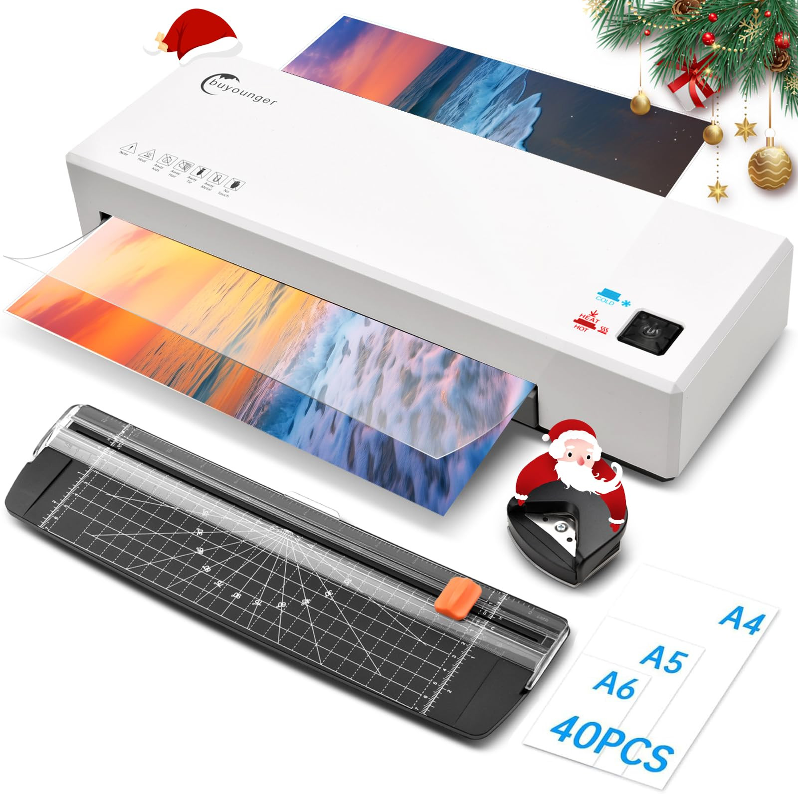 Laminator Machine with 40 Laminating Sheets, A4 Laminator Thermal and Cold with Paper Trimmer & C... | Amazon (US)