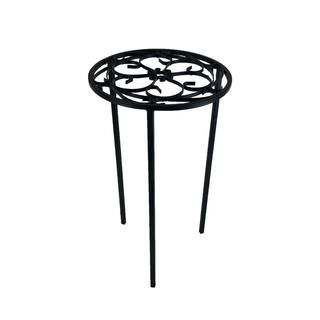 12 in. x 21 in. Black Metal Indoor Round Plant Stand | The Home Depot