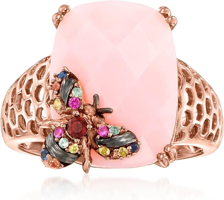 Ross-Simons Pink Opal and .10 ct. t.w. Multicolored Sapphire Bumblebee Ring With Single Garnet in... | Amazon (US)