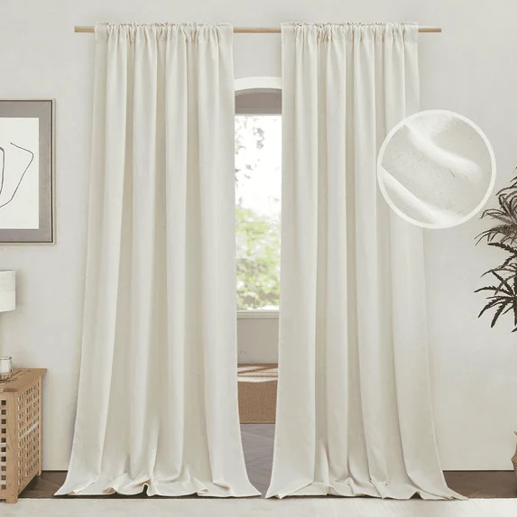 NICETOWN Living Room Linen Curtains 95 inch Length 55" Wide, 2 Panels Set, Natural color, Rod Poc... | Walmart (US)