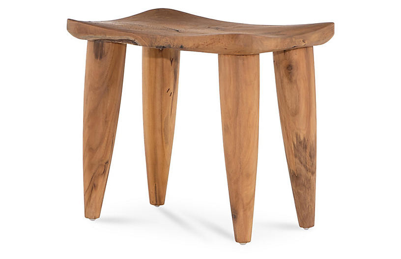 Mari Outdoor Stool, Teak | One Kings Lane