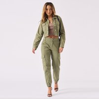 Olive Green Stretch Cotton Cargo Jacket - Women's Fitted Utility | Etsy (US)