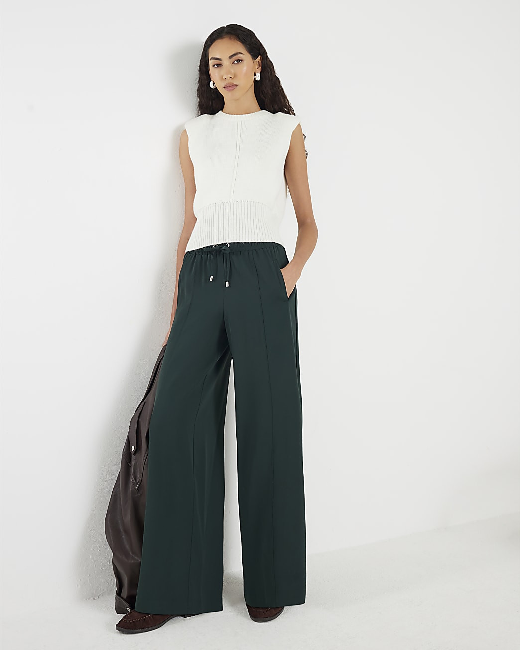 Green Wide Leg Side Striped Joggers | River Island UK & IE