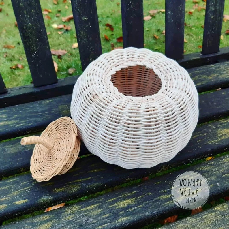 Rattan/wicker Pumpkin Basket for Halloween Limited Edition - Etsy | Etsy (US)