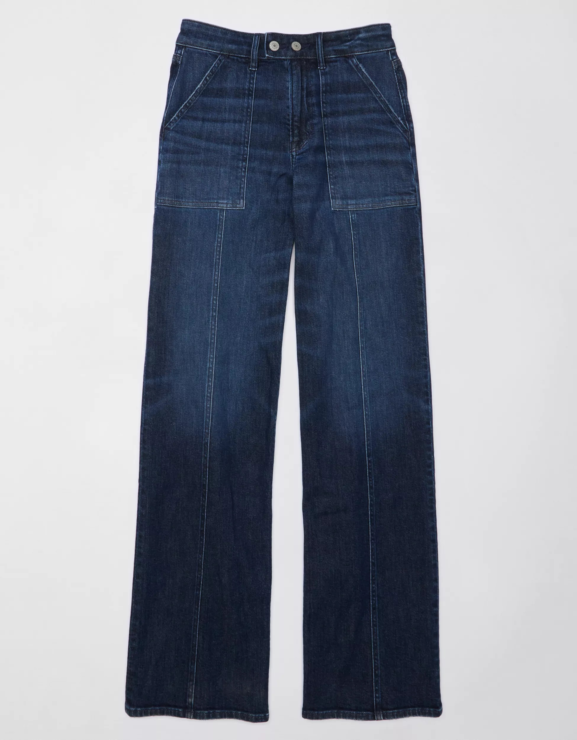 AE Dreamy Drape Stretch Super High-Rise Baggy Wide-Leg Jean | American Eagle Outfitters (US & CA)