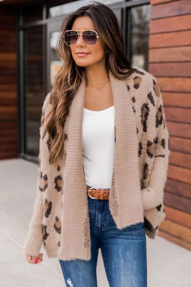 Caught Your Gaze Animal Print Brown Cardigan | The Pink Lily Boutique