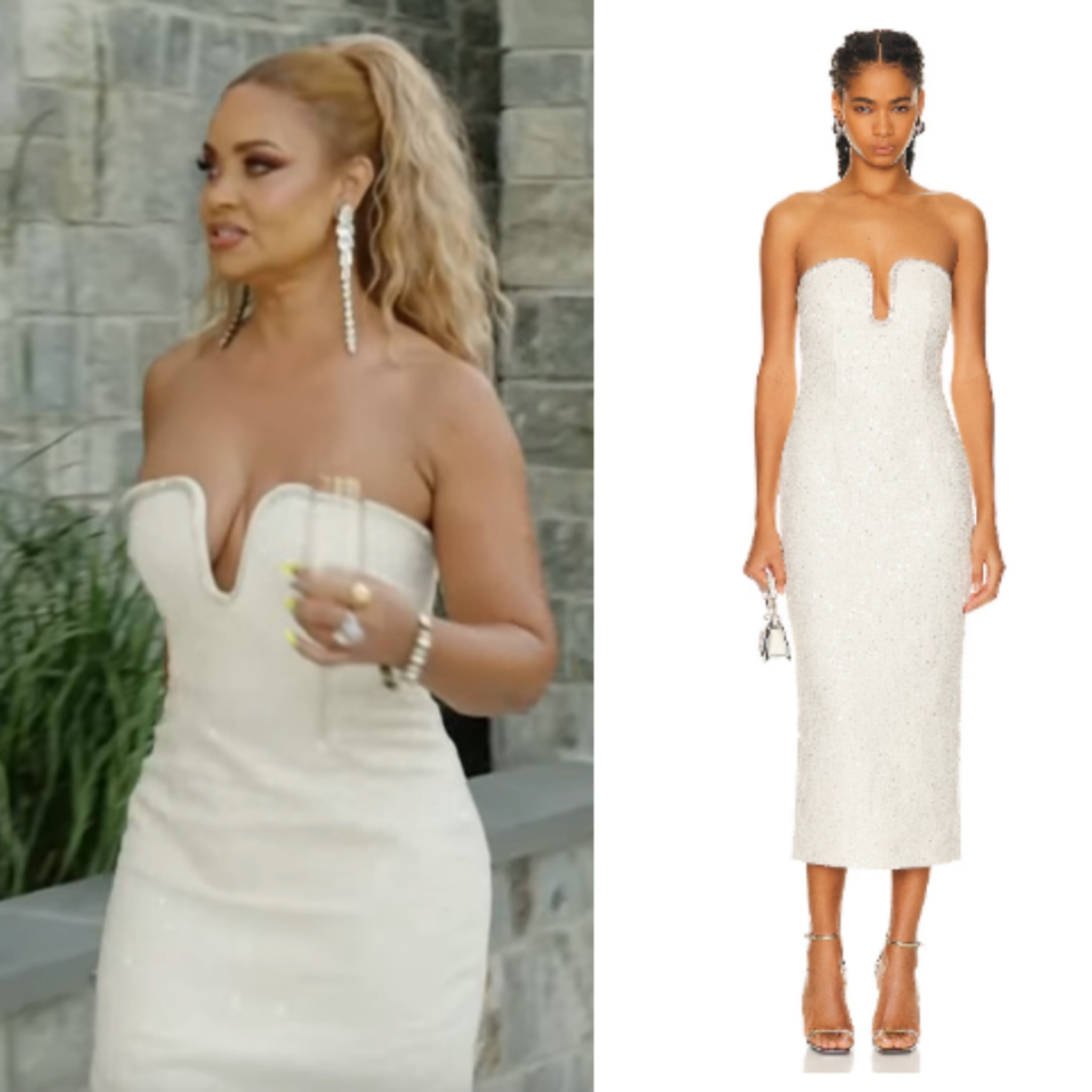 Gizelle Bryant’s White Strapless Sweetheart Dress 
