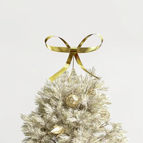 Gold Christmas Tree Topper,9.4 Inch Metal Bow Tree Topper,Gold Bow Decoration for Christmas Home ... | Amazon (US)