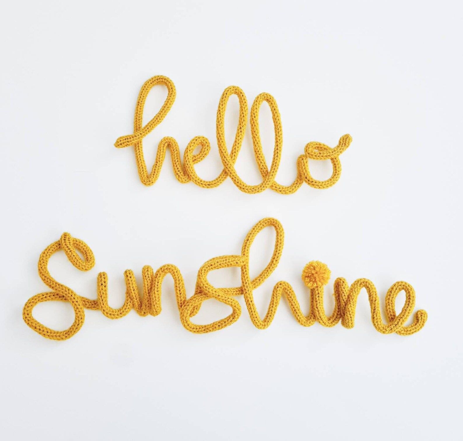 Hello Sunshine Knitted Wire Word Sign. Sign Decor Cord Baby Gallery Wall Decor Baby Shower Christ... | Etsy (US)