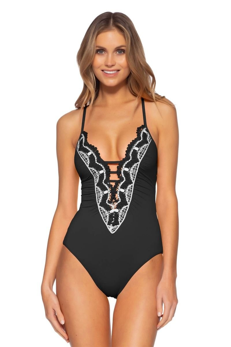 Clare Crochet Plunge One Piece Swimsuit | Everything But Water