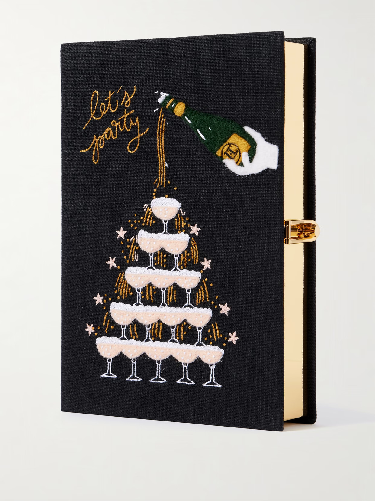 Olympia Le-Tan - Party Girls Let's Party Embroidered Appliquéd Canvas Clutch - Black | NET-A-PORTER (US)