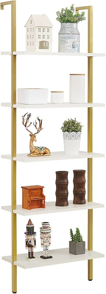 SUPERJARE Modern Ladder Shelf, 5-Tier Open Wall-Mounted Bookshelf with Stable Metal Frame, 72 Inc... | Amazon (US)