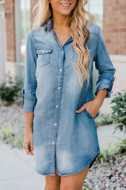 Start Over Again Chambray Dress | The Pink Lily Boutique
