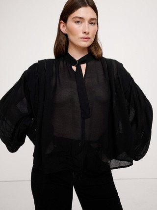 Sheer Pleat-Shoulder TopSheer Pleat-Shoulder Top$160.00 $119.99Image of 5 stars, 5 are filled, 6 ... | Banana Republic (US)
