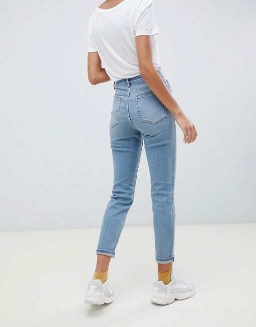 ASOS DESIGN – Farleigh – Schlanke Mom-Jeans mit hohem Bund in heller Stone-Waschung | ASOS DE