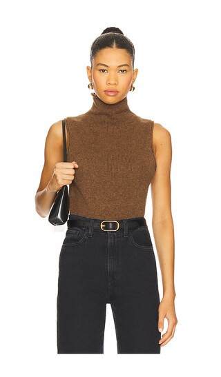 Joe's Jeans Stevie Sleeveless Roll Neck Sweater in Brown. - size S (also in L, M, XL, XS) | Revolve Clothing (Global)