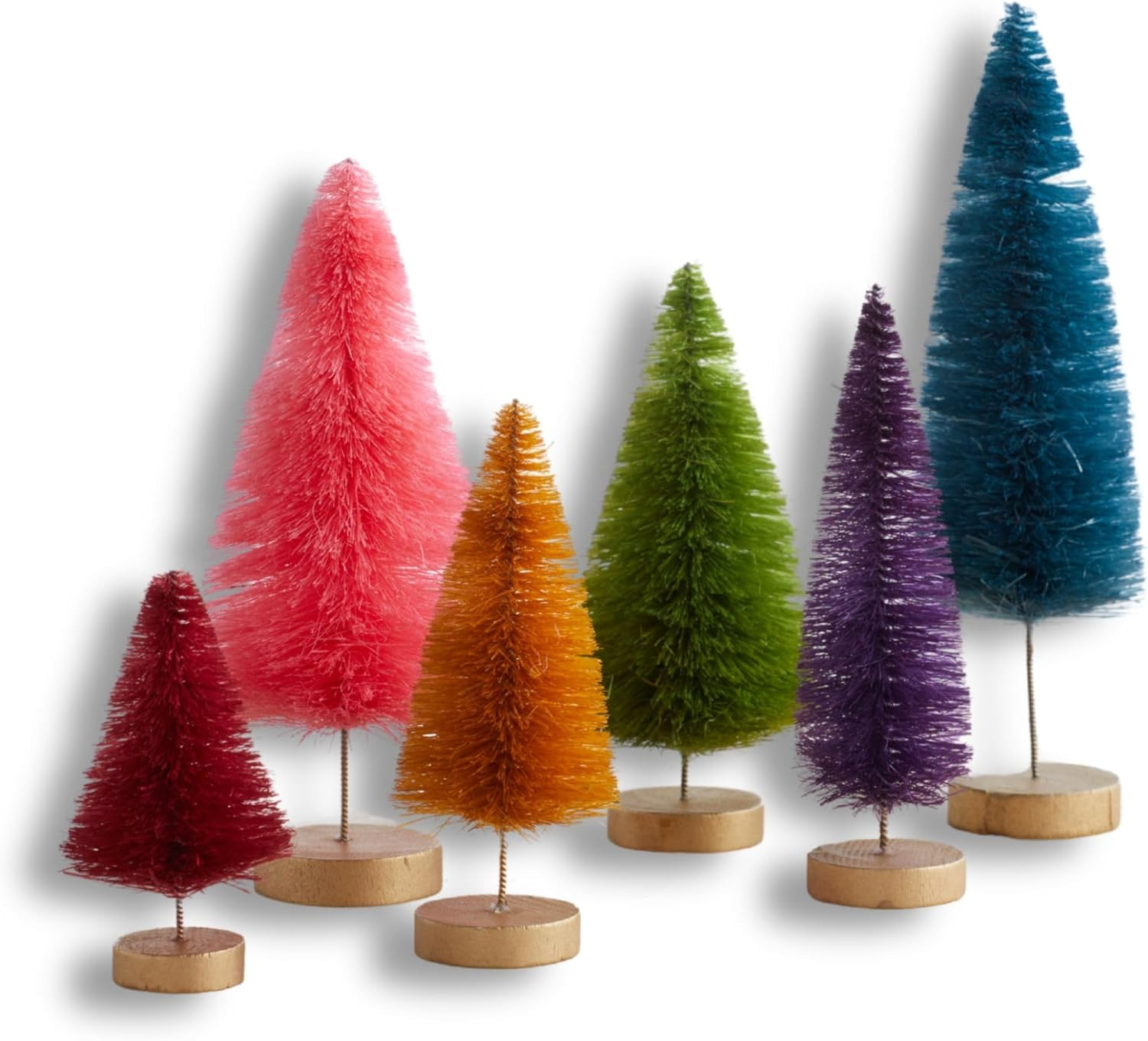 Bottle Brush Trees Set of 6 Hand-Dyed, Colorful Rainbow, Happy Colors, Handcrafted Winter Decor, ... | Amazon (US)