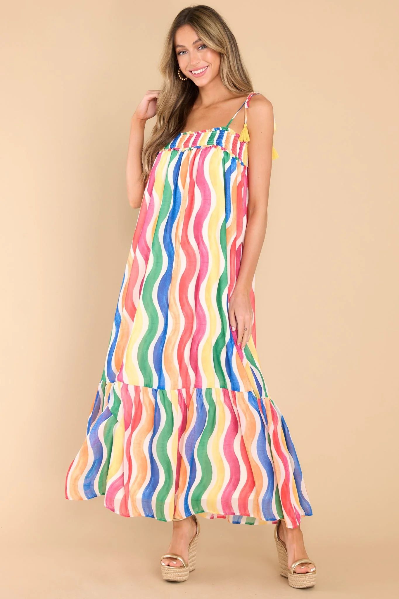 Next Big Move Rainbow Stripe Maxi Dress | Red Dress 