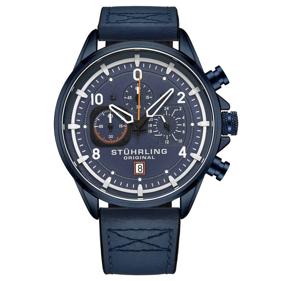 Stuhrling Original Aviator Blue Dial Mens Watch M15554 | Jomashop.com & JomaDeals.com