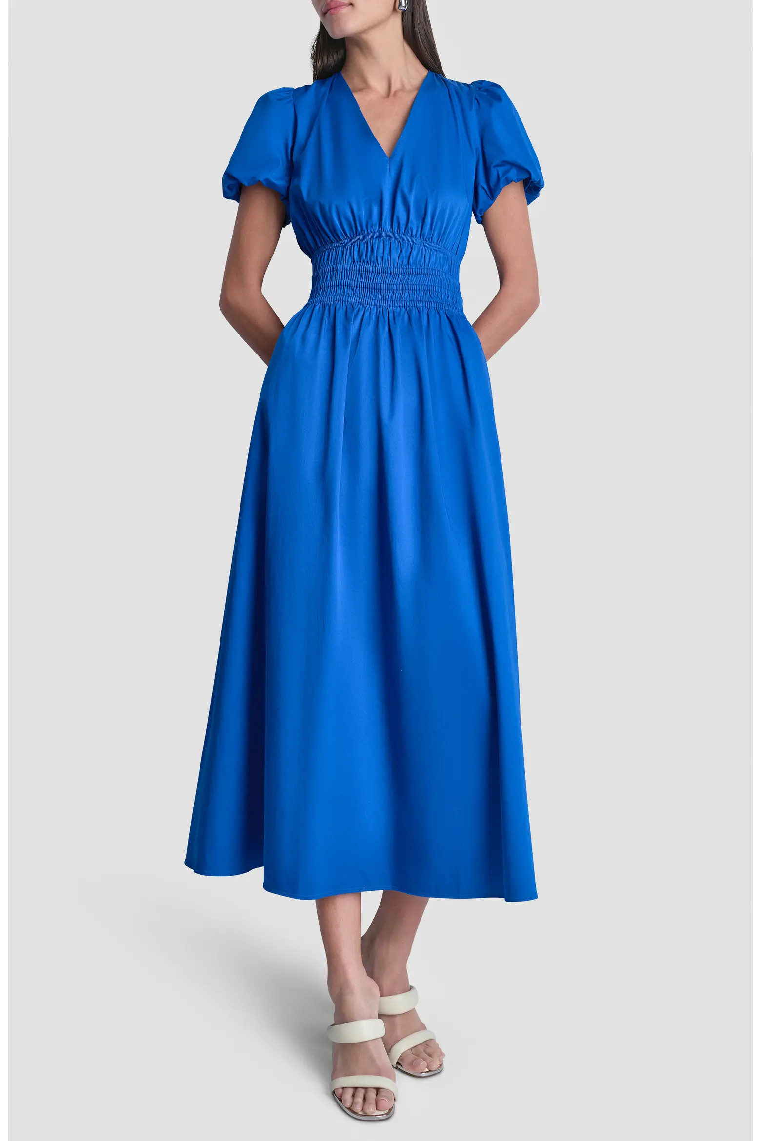 V-Neck Smocked Midi Dress (Women) | Nordstrom | Nordstrom