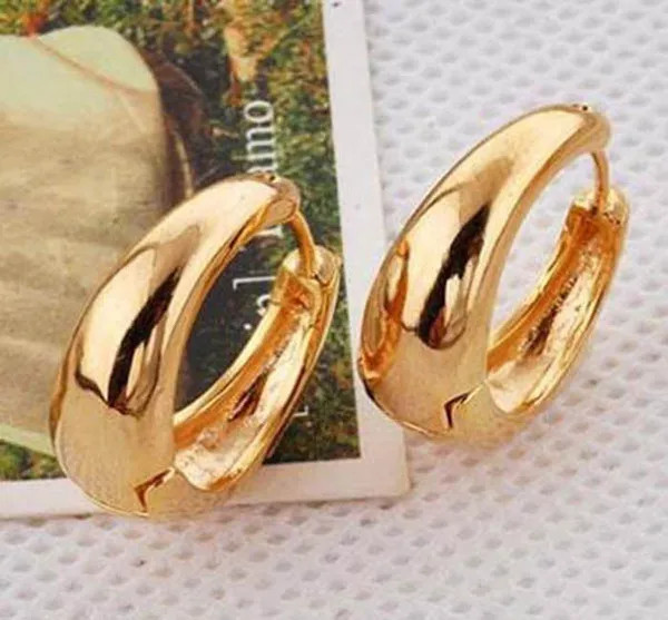 GM-Smooth 9K Real Yellow Gold Filled Ladies Hoop Earrings ,NO allergic | Wish