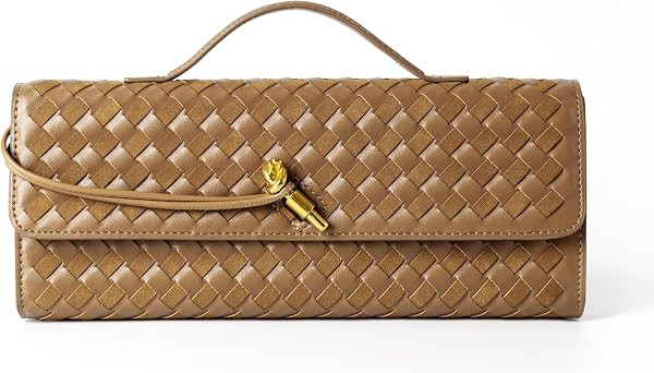 Joryin Woven Purse for Women Evening Clutch Woven Leather & Suede Handbags Crossbody Bag Suede Purse Formal Evening Bag | Amazon (US)