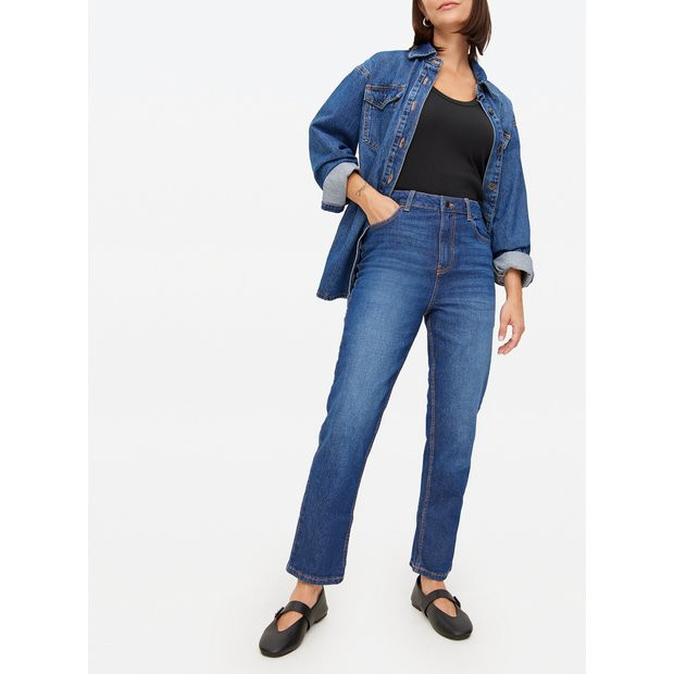 Dark Washed Relaxed Straight Leg Denim Jeans  12R | Tu Clothing