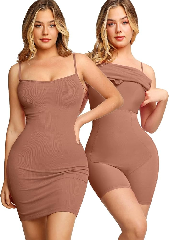 Popilush The Shapewear Dress Built-in Bra Adjustable Spaghetti Straps 2024 Summer Bodycon Sleevel... | Amazon (US)