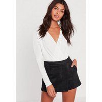 Black Bonded Suede Skort | Missguided (US & CA)