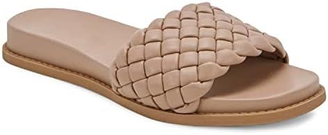 gihubafuil Women’s Flat Sandals Fashion Round Open Toe Braided Strap Beach Slip On Slides Casua... | Amazon (US)