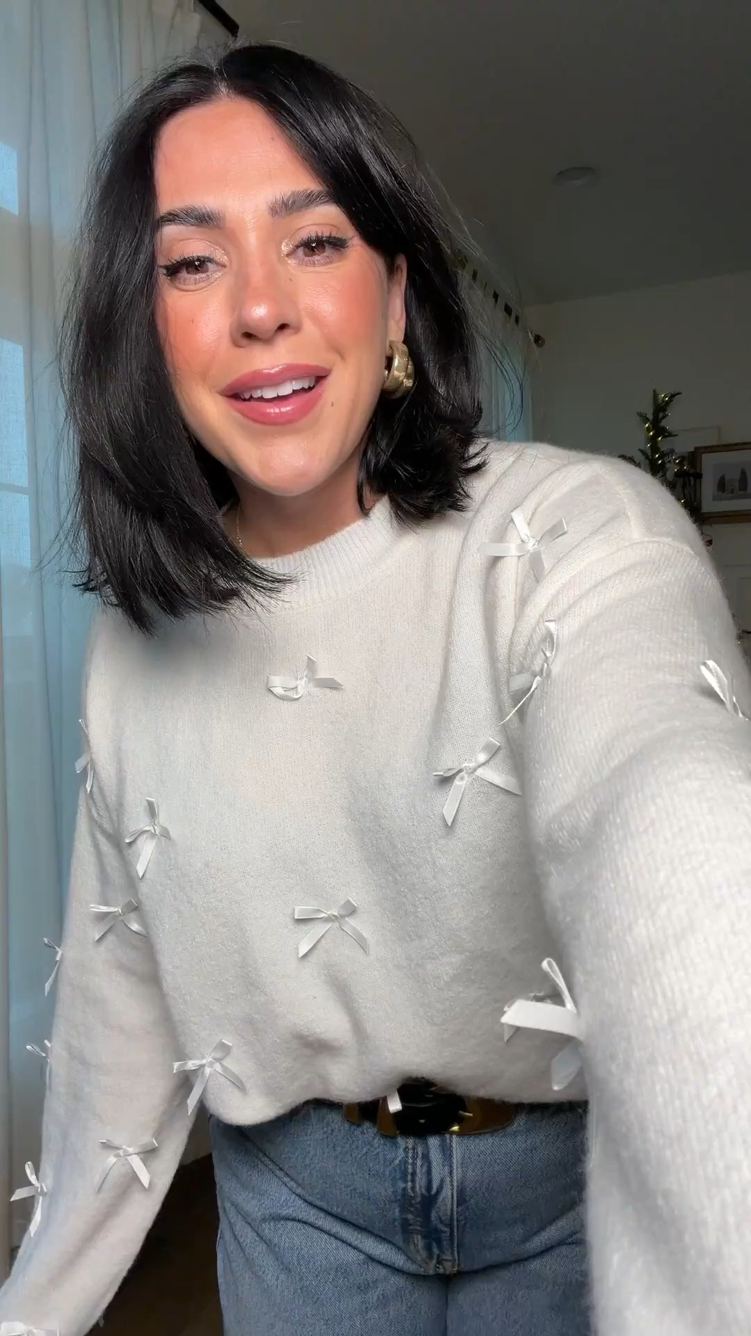 $18 Walmart bow sweater perfect for a holiday tight! Size L. 

#LTKSeasonal #LTKHoliday #LTKGiftGuide