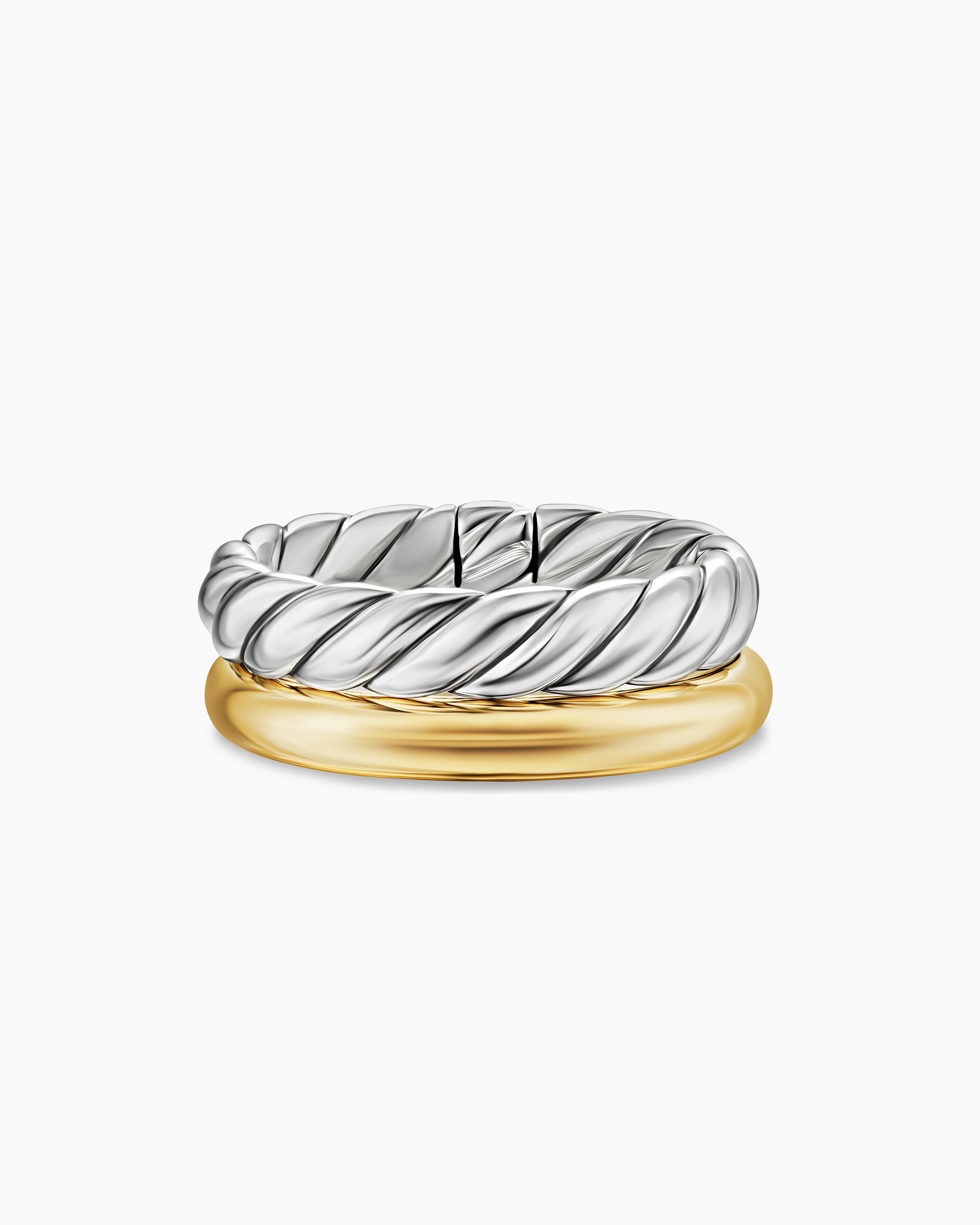 David Yurman | DY Mercer Two Row Ring in Sterling Silver with 18K Yellow Gold, 8mm | David Yurman