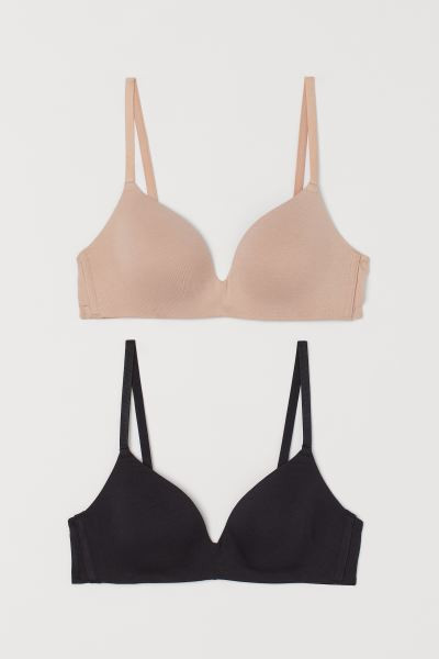 2-Pack Wattierte Baumwoll-BHs | H&M (DE, AT, CH, NL, FI)