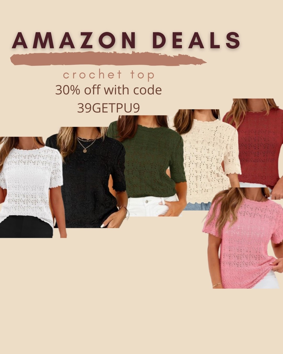 $15-$18 ends 5/31

Amazon fashion
Amazon deals
Crochet top
Knit top

#LTKSaleAlert