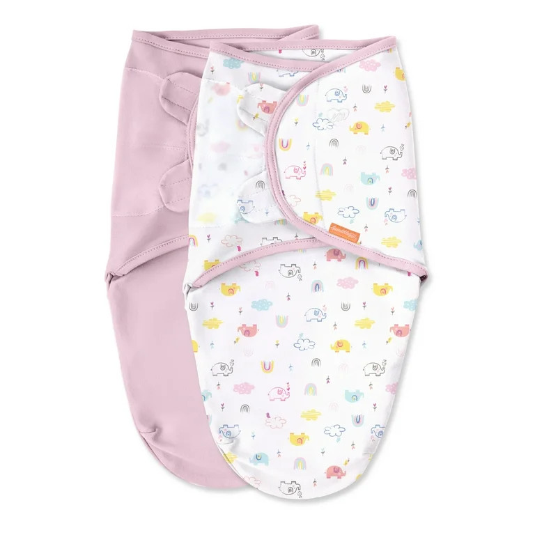 SwaddleMe Original Swaddle – Size Small/Medium, 0-3 Months, 2-Pack, (Elephant Rainbow) | Walmart (US)