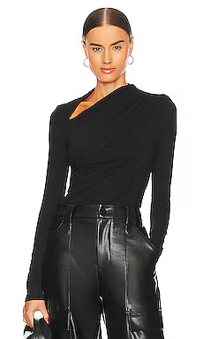 Enza Costa Lurex Jersey Slash Top in Black from Revolve.com | Revolve Clothing (Global)