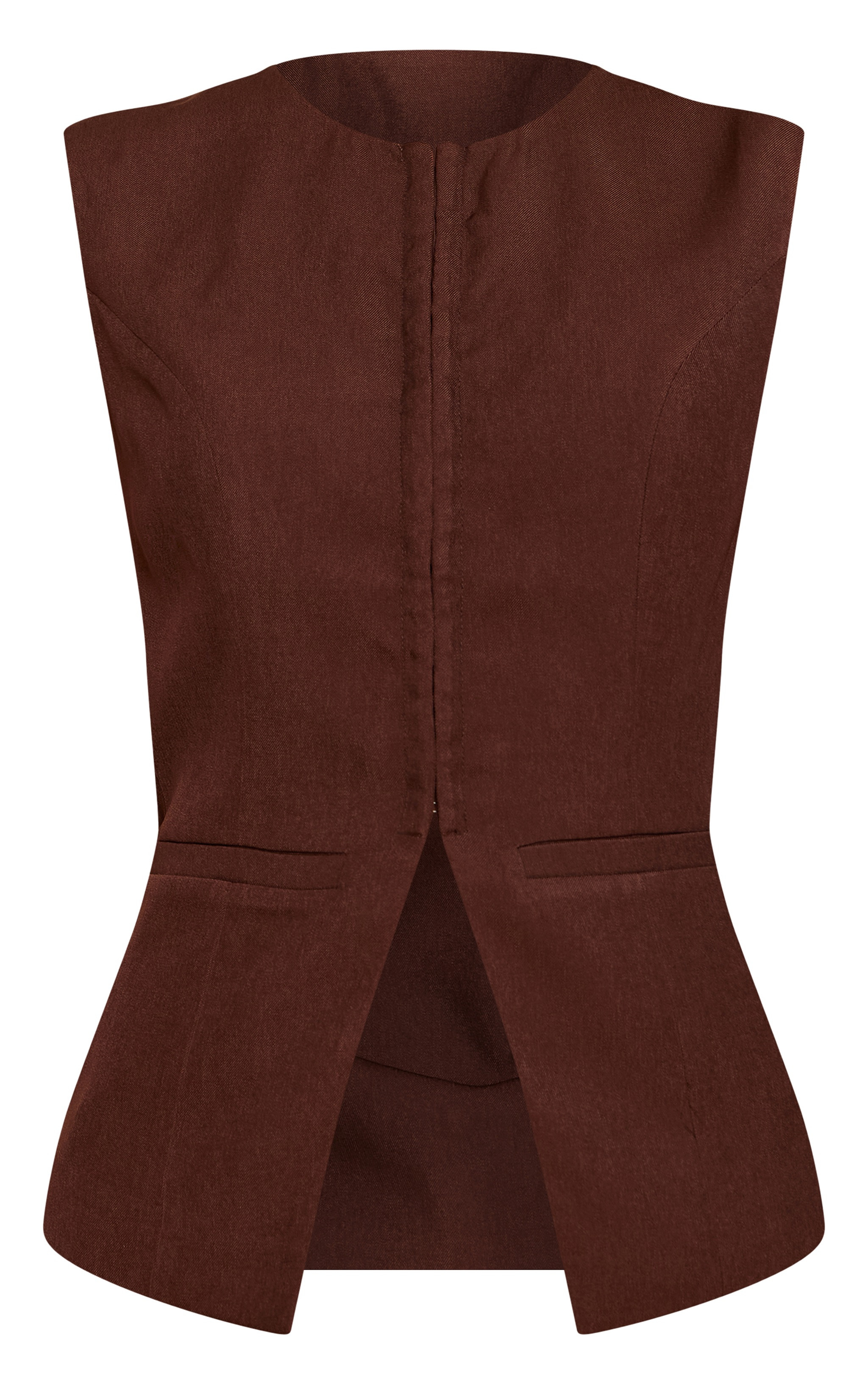 Dark Brown Hook And Eye Detail Vest | PrettyLittleThing US