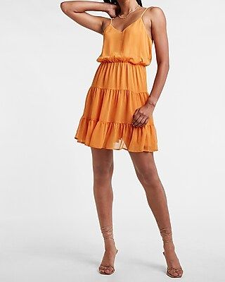 V-Neck Tiered Trapeze Dress | Express