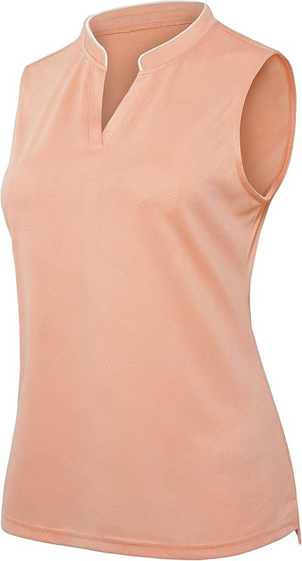 Women's Sleeveless Golf Polo Shirt Dry Fast Athletic Tank Tops Mesh Wicking Tennis Collarless Top | Amazon (US)